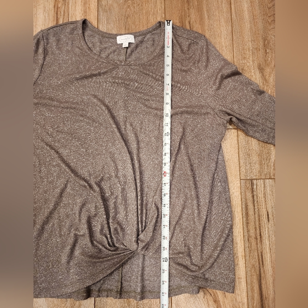 Mud Pie Gray Long Sleeve Tie Front Blouse - Picture 6 of 7